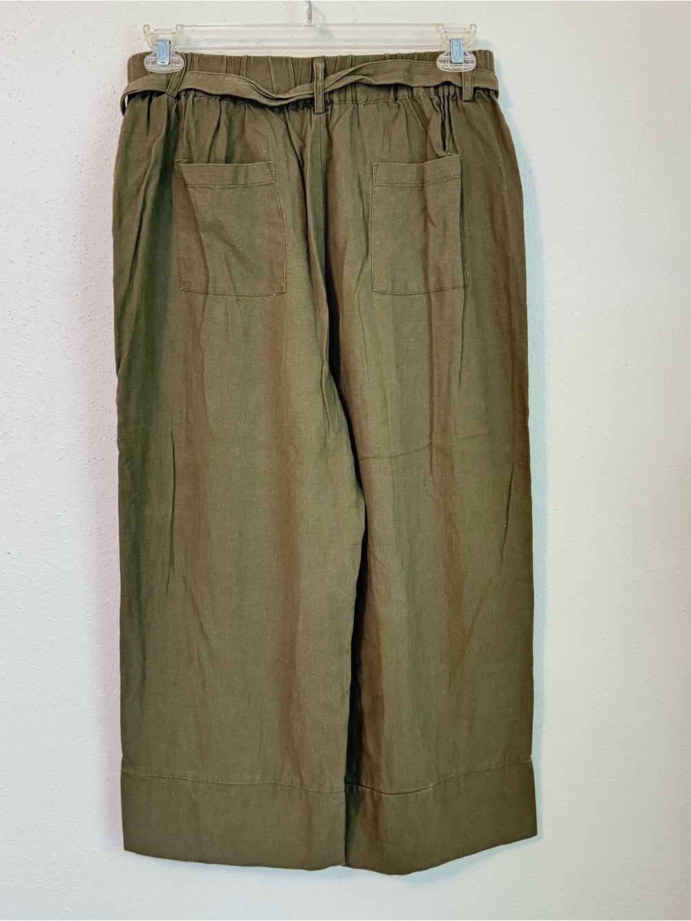 Joie Women's Olive Green Linen-Blend Wide Leg Pants Size Large - Picture 2 of 10